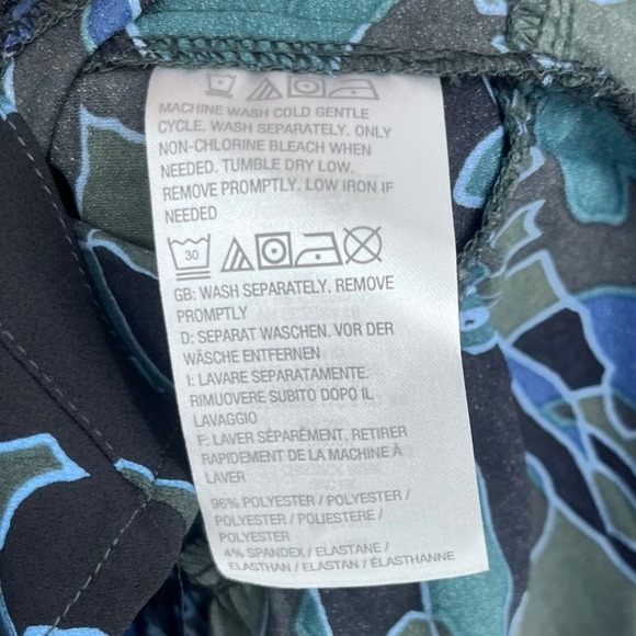 LOGO Lori Goldstein Tunic Shirt 2X Blue Green Floral Workwear Office Liquid Knit - Picture 5 of 9